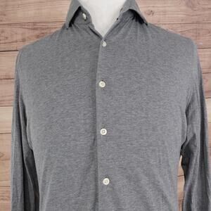Aston Martin by Hackett Shirt Mens Medium Gray Slim Fit Button Down Long Sleeve